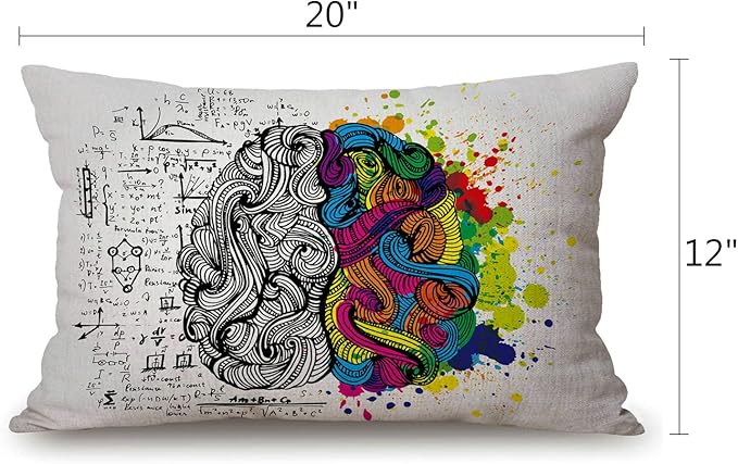 Brain Science Pillow Covers 12" x 20" Lumbar Pillow Covers Home Decorative Cotton Linen Cushion Case for Sofa Couch Housewarming Family Room Décor