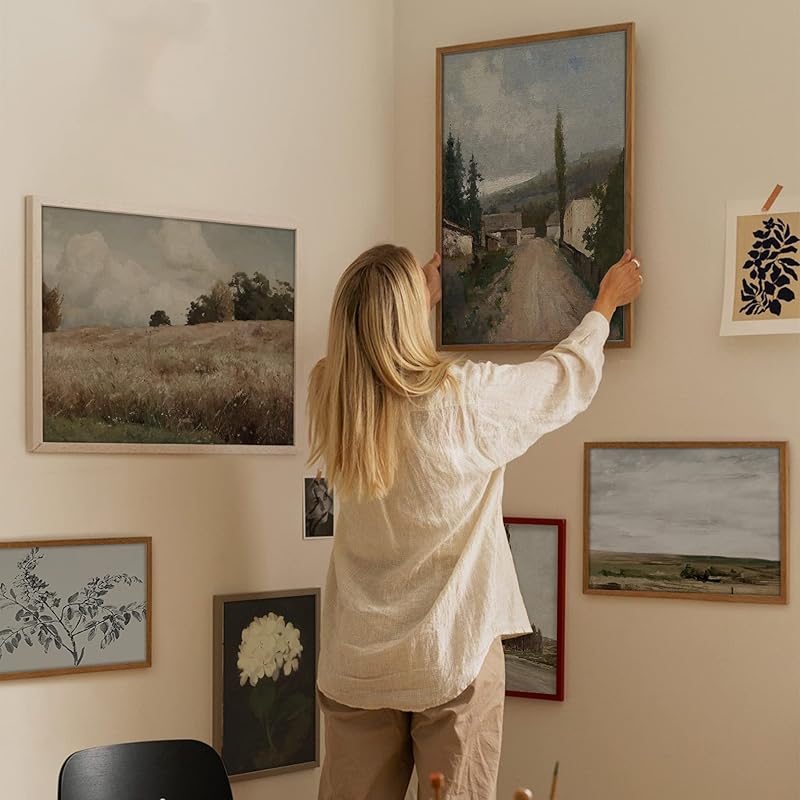 Vintage Landscape Wall Art - Set 9 French Country Vintage Antique Warm Aesthetic Gallery Wall Art, Sketch Poster Farmhouse Wall Decor Vintage Prints Wall Decor, Country Wall Art(11X14 IN UNFRAMED)