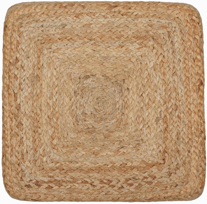 REDEARTH · Cube Pouf Foot Stool Ottoman - Jute Braided Pouffe Poof Accent Sitting Footrest for The Living Room, Bedroom, Nursery, Patio, Lounge - Set of 2 (14.5”x14.5”x16”; Natural Olive)