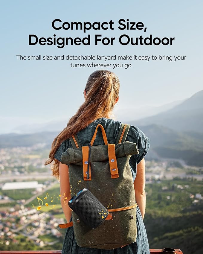 Portable Bluetooth Speaker with Lights, Stocking Stuffers, Powerful Crystal Clear Sound, IPX5 Waterproof, All Day Playtime, BT 5.3, TWS Paring, Small Wireless Speaker for Outdoor, White Elephant Gifts