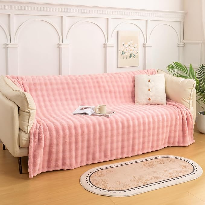 YUSOKI Luxury 3D Bubble Throw Blanket 2lb,All Ages,Home Decoration, (Light Pink,50 * 60inches)