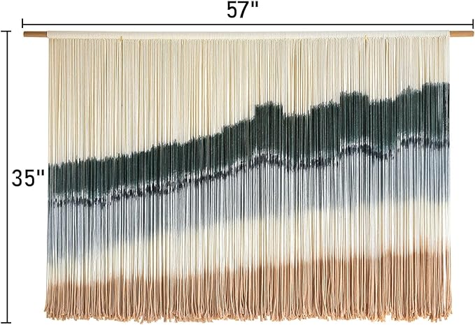 IOWER Large Macrame Wall Hanging Dip Dye Craftsmanship Fiber Yarn Wall Art Boho Wall Decor Home Decor 57''W x 35''L