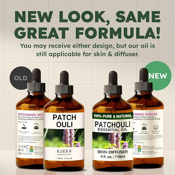 Kukka Patchouli Essential Oil for Skin & Diffuser - 4 Fl Oz - 100% Pure Natural Patchouli Oil, Captivating Scent for Body Perfumes, Aromatherapy & Soap Making Scent DIY