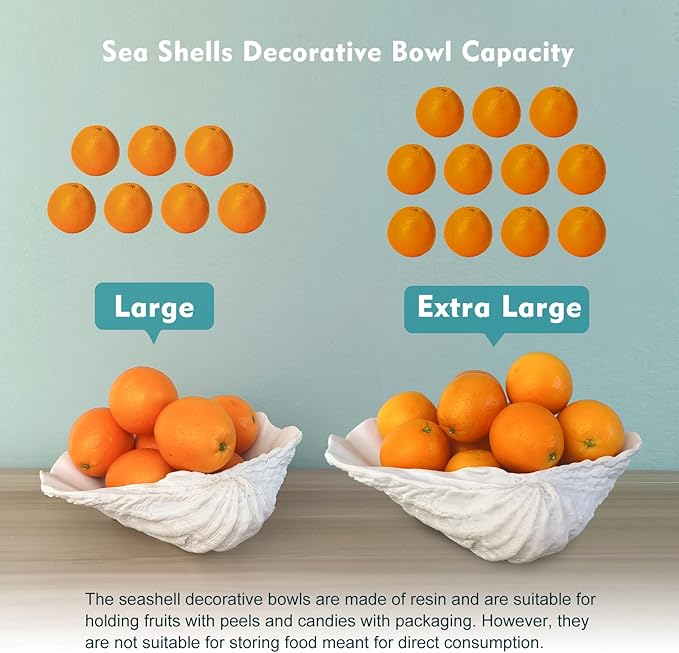 Accessoryway Extra Large Clam Shells Decorative Bowl-White Sea Shells Decorative Storage Bowls for Coastal Beach theme house table centerpiece decorations & Nautical decor for coffee table-12.4"-1PC