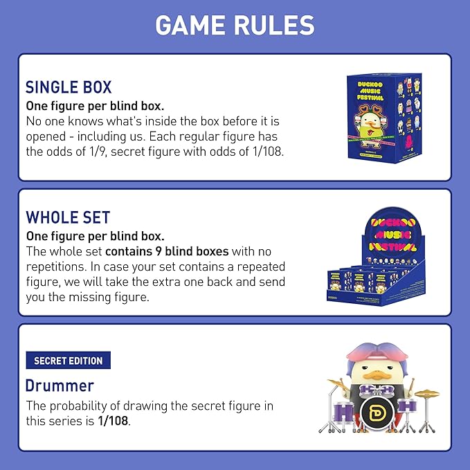 POP MART DUCKOO Music Festival Series Blind Box Figures, Random Design Action Figures Collectible Toys Home Decorations, Holiday Birthday Gifts for Girls and Boys, Single Box