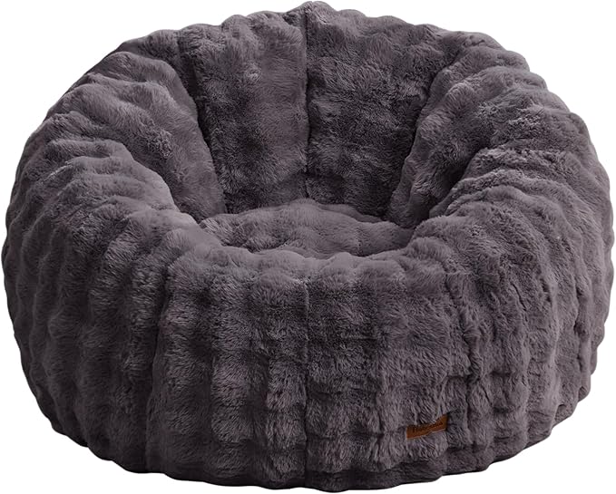Hobestluk Bean Bag Chair Oversized Bean Bag Chair for Adults Donut-Shaped Large Bean Bag with Spacious Design for Living Room Bedroom or Reading Nook (Bubble Dark Grey)