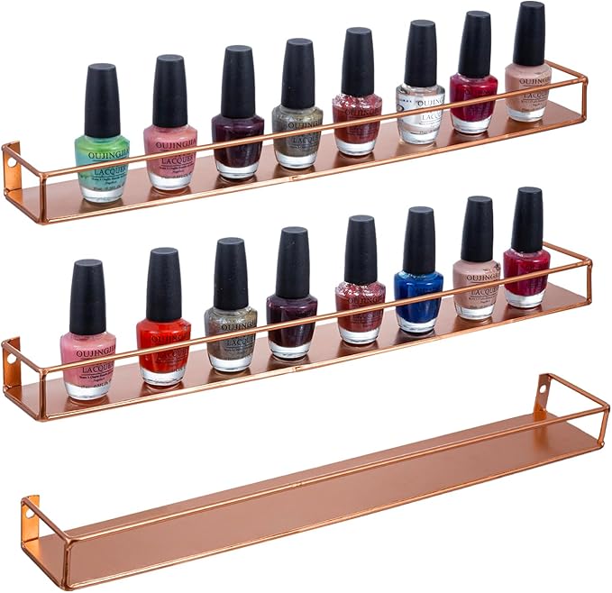 MyGift Modern Copper Metal Wall Mounted Display Racks, Set of 3