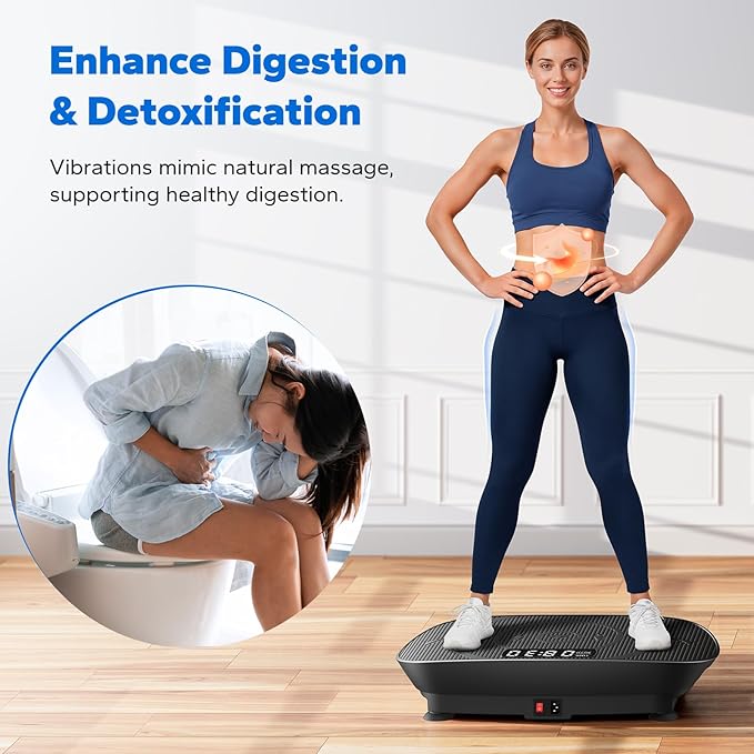 MERACH Slim Vibration Plate Exercise Machine, Vibration Plate for Lymphatic Drainage Weight Loss, Vibrating Plate with Real-Time Calorie Tracking on LED Display, Workout Equipment for Home Women Men