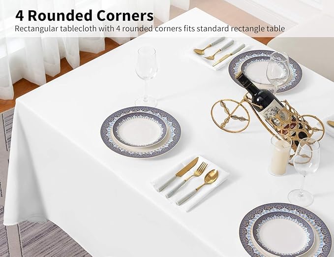 Surmente 10 Pack White Rectangle Tablecloth 90 x 156-inch Rectangular Polyester Table Cloth for Weddings, Banquets, or Restaurants