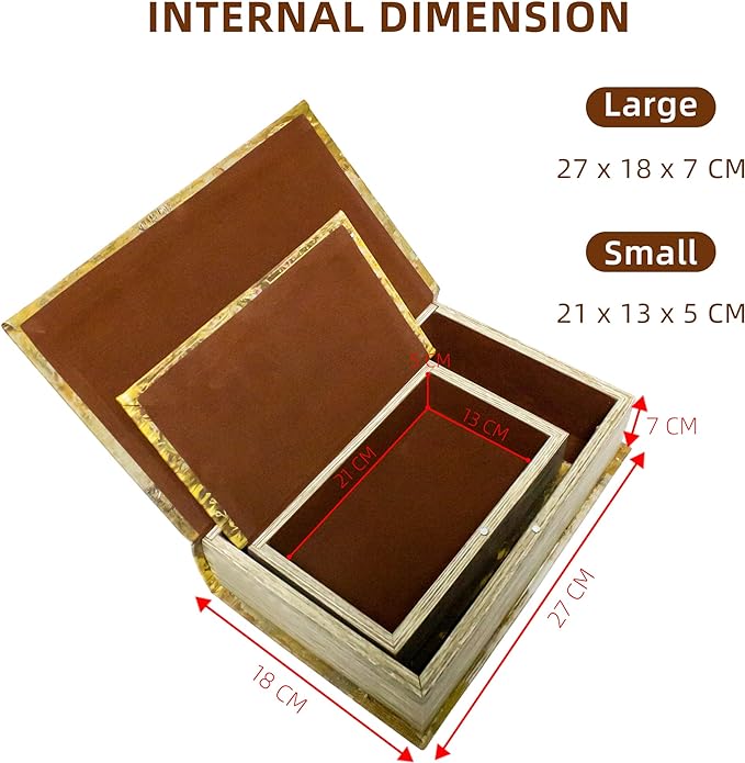 Decorative Book Box Set of 2, Trinket Keepsake Storage Boxes Book Shaped Storage Box Vintage Style Decorative Faux Books Boxes Globe Antique Books for Home Decoration Old World Map Pattern