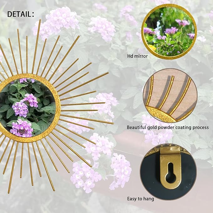 Mirror Decor Sunburst Mirrors Metal Sun Mirror Wall Decor Wall Mirror Home Decorative Wall Art for Living Room Bedroom Entryway