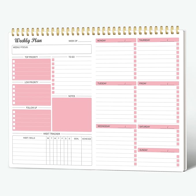 Weekly Planner Notepad Undated Weekly Goals Schedule Planner To Do List Notebook Planning Pad Calendars Organizers Habit Tracker Journal for Man & Women,52 Weeks (8.5x12")