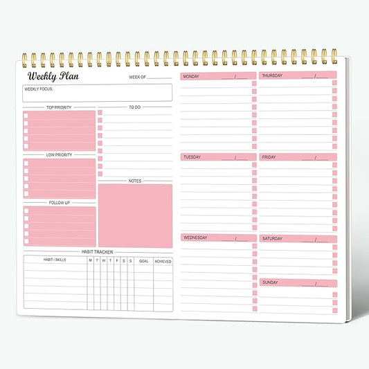 Weekly Planner Notepad Undated Weekly Goals Schedule Planner To Do List Notebook Planning Pad Calendars Organizers Habit Tracker Journal for Man & Women,52 Weeks (8.5x12")
