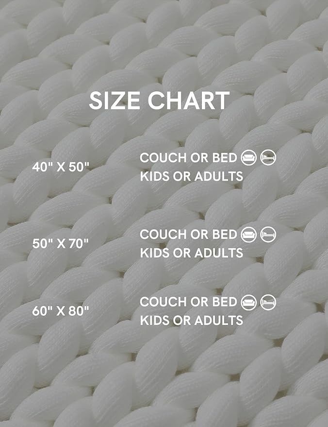 YnM Chunky Throw Blanket, Medium-Weight, Hand Knitted, Skin Friendly, Ventilated and Breathable, Machine Washable, Home Décor Piece for Couch, Sofa and Bed (White, 40x50 Inch)