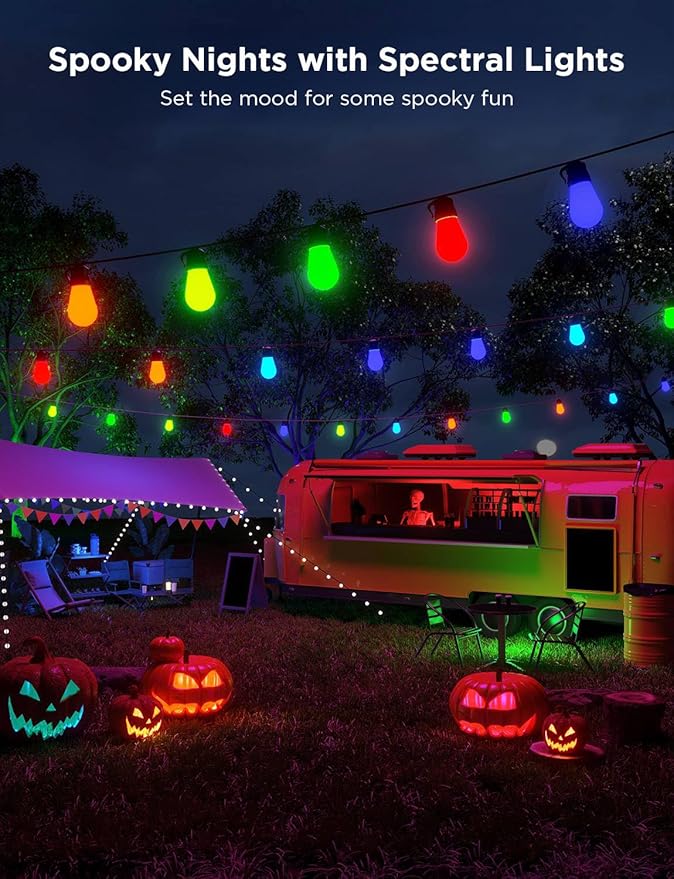 Govee Smart Outdoor String Lights H7029, 24ft RGBIC Outdoor Lights with 8 Dimmable LED Bulbs, IP65 Waterproof, Color Changing Warm White Lights with 47 Scene Modes for Patio, Backyard, App Control