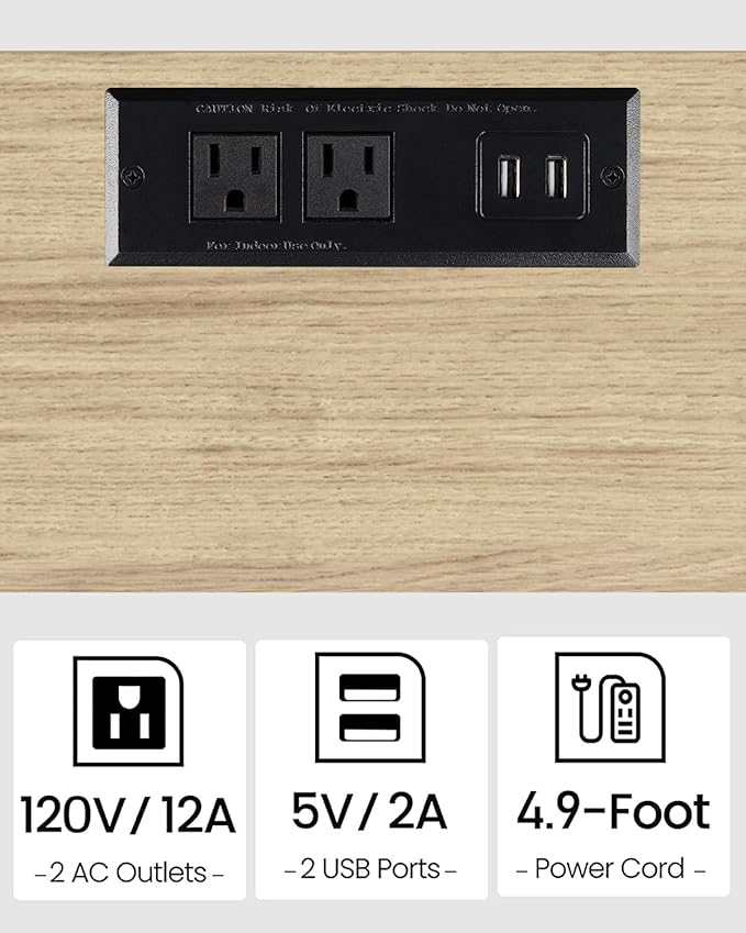 TUTOTAK End Table with Charging Station, Set of 2, Small Side Table with Outlets, Nightstand Bedside Table, 2-Tier Storage Shelf for Small Space, Living Room, Bedroom Oak TB01BO041