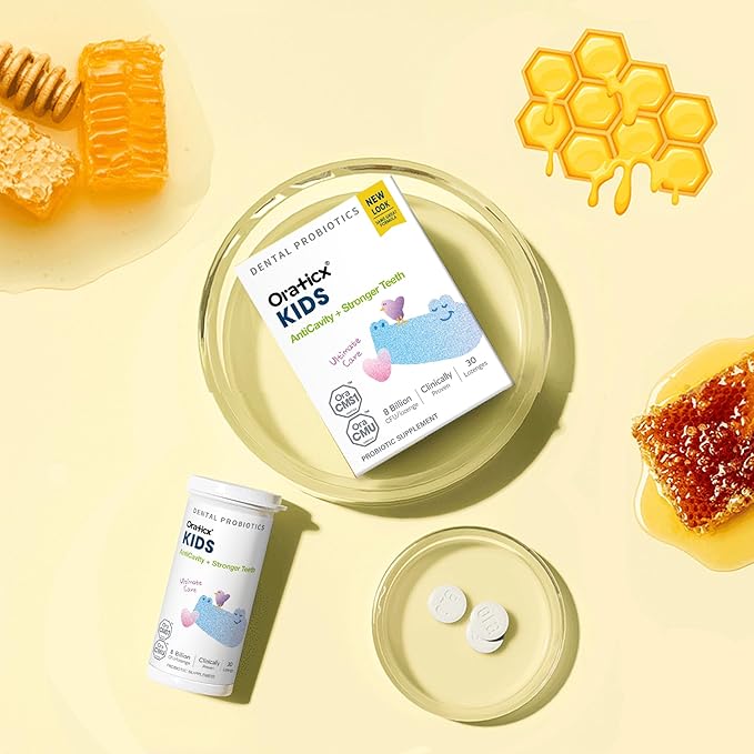 Kids Dental Probiotics for Anti-Cavity + Healthy Teeth and Gums, 8 Billion CFU Probiotics for Oral Health, Yogurt Flavor 1-PK