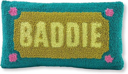 FURBISH Hook Decorative Throw Pillow - Baddie - 9"x16" - Small Embroidered Designer Pillow for Living Room, Couch, Sofa, Chair & Bed - Eclectic Home Decor