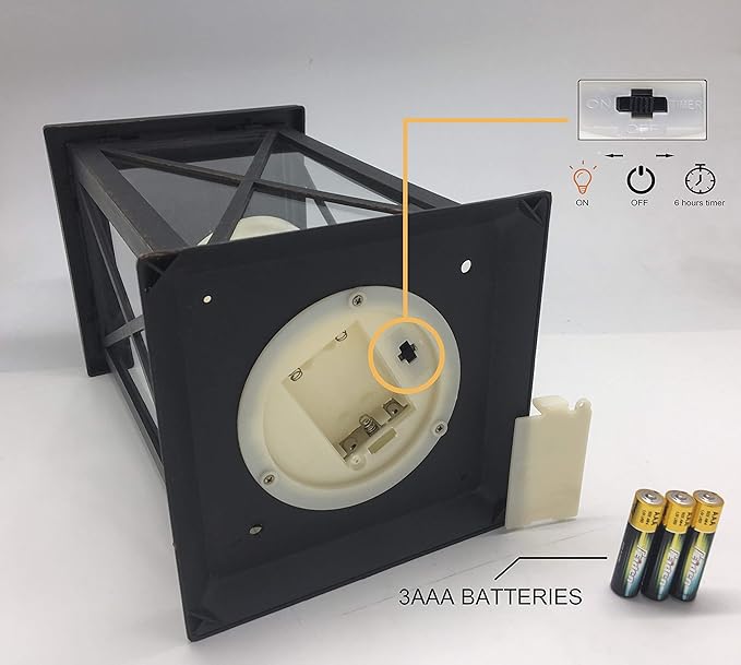 YAKii 14" Decorative Candle Lantern LED Flameless Candle Timer, Plastic LED Candle & Holder, Indoor & Outdoor Hanging Lights,Christmas Day Decoration (Antique Copper Brushed)