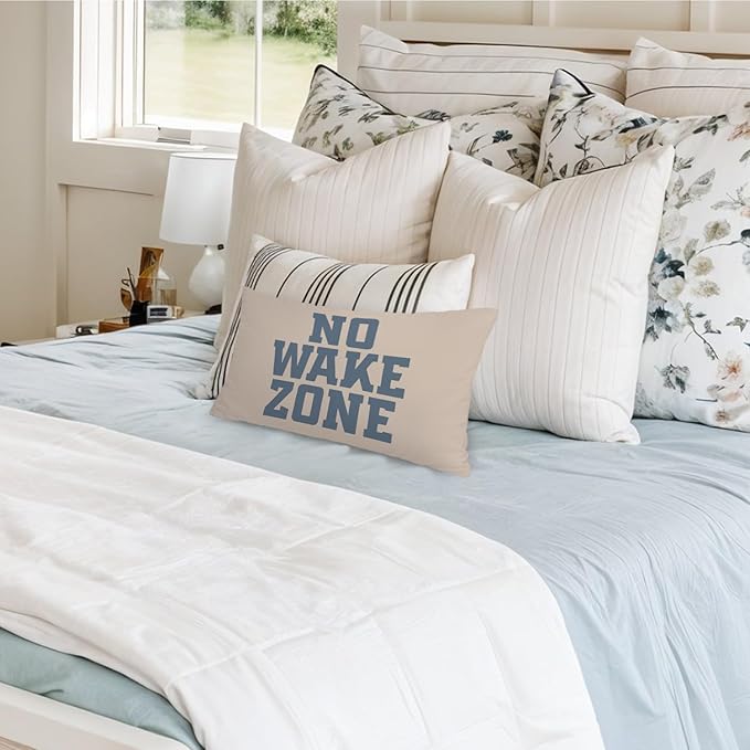 Coastal Beach Room Decor 12x20 Pillow Cover, Lake House Decor, No Wake Zone Nautical Coastal Decorative Lumbar Pillow Covers for Bedroom Living Room Home Sofa Couch