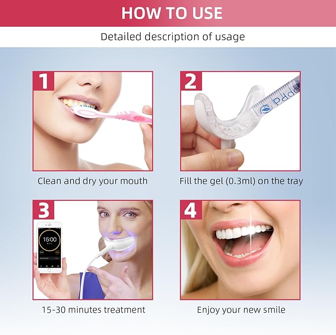Professional Teeth Whitening Kit with 5 Teeth Whitening Gel, LED Accelerator Light & Rechargeable Design - Enamel Safe Gel, Custom Trays, Fast Results for Sensitive Teeth - Whitening Gel Kit