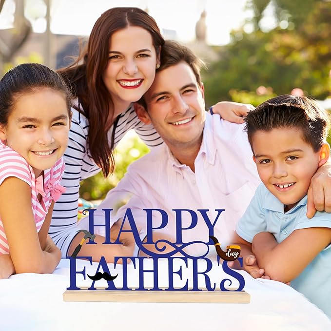 COCHIE Metal Happy Father's Day Sign, Fathers Day Decorations for Home, Shelf, Mantel, Indoor, Table Top Party Decoration, Fathers Day Gift for Dad from Daughter Son (Father's Day)