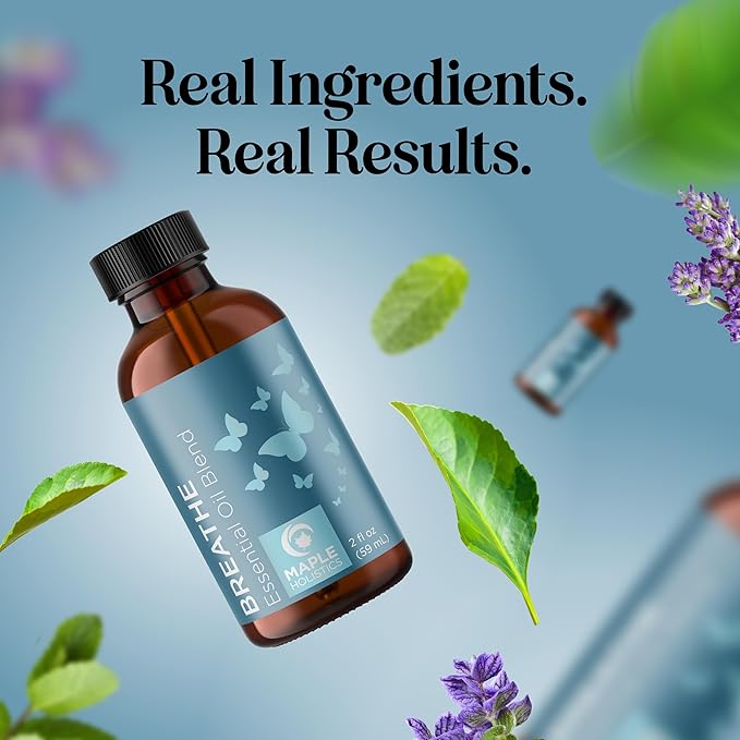 Breathe Essential Oil for Diffuser - Invigorating and Refreshing Breathe Essential Oil Blend with Eucalyptus Peppermint Tea Tree and Mint for Diffusers for Home and Shower Aromatherapy (2 Fl Oz)
