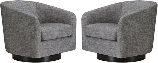 CHITA Swivel Accent Chair, FSC Certified Upholstered Fabric Barrel Chair for Living Room Set of 2, Fully Assembled, Pebble Grey