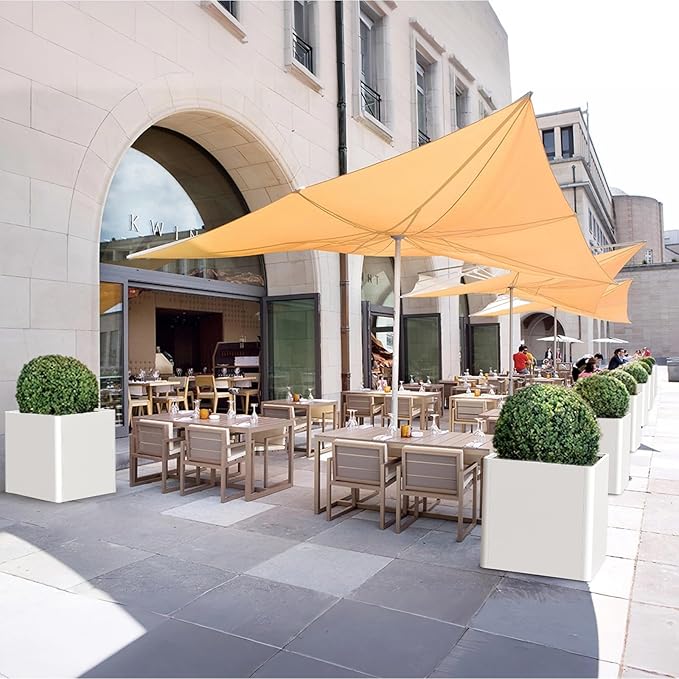 Large Outdoor Square Planter 20" L x 20" W x 21" H,White Square Planters for Indoor and Outdoor All-Weather Use