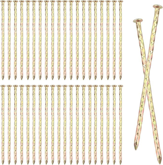 100 PCS 6 Inch Spiral Metal Galvanized Landscape Spikes, Galvanized Non-Rust Metal Garden Stakes, Garden Nails for Artificial Turf, Weed Barrier, Tent, Carpentry and More, by GENHAKON.
