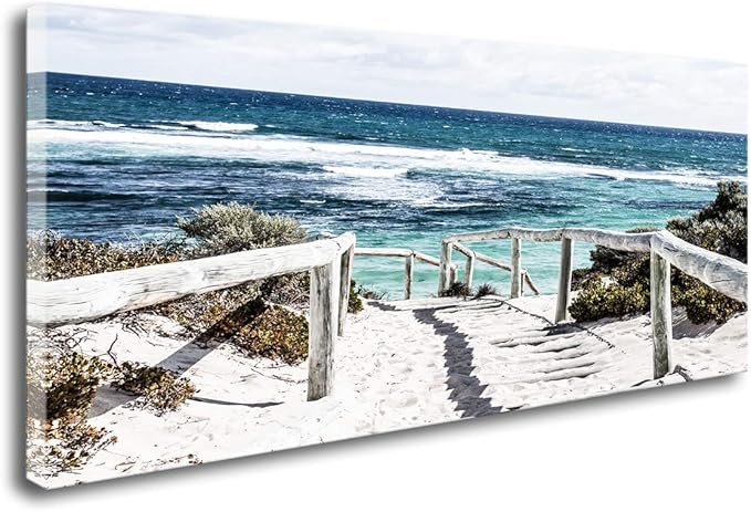 DZL Art S74275 Rottnest Island Beach Seascape Painting Sea Nature Pictures Wall Art Canvas Prints Painting Ready to Hang for Living Room Bedroom Decor Office Wall Decor Home Decoration