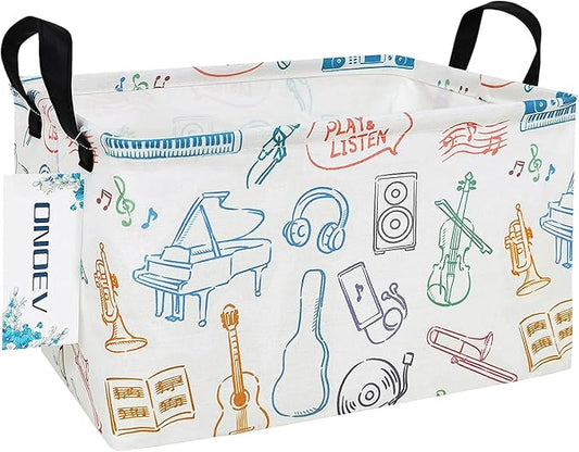 Rectangular Folding Laundry Basket,waterproof Canvas Basket,gift basket,Suitable for children's room,Clothes,Toys Storage(musical instrument)