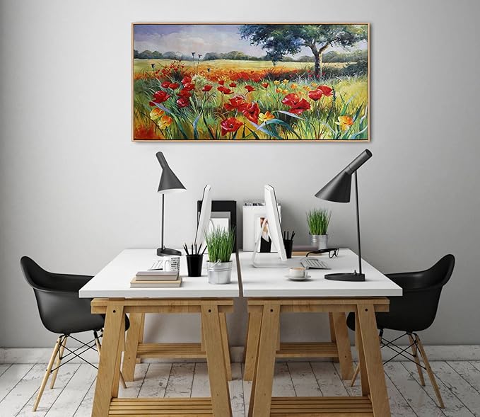 Green Tree Wall Art - Large Canvas for Living Room & Bedroom - Framed 24x48