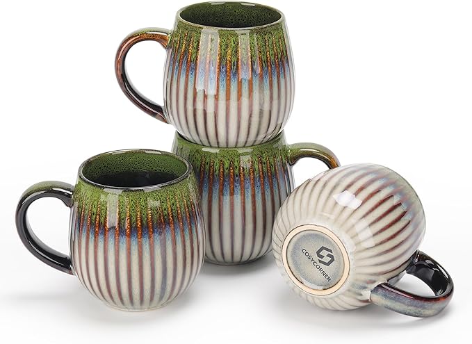 CosyCorner Ceramic Coffee Mugs Set, 17 oz Large Coffee Cups for Home and Office, Ceramic Cup for Coffee & Tea（B×4 pcs）