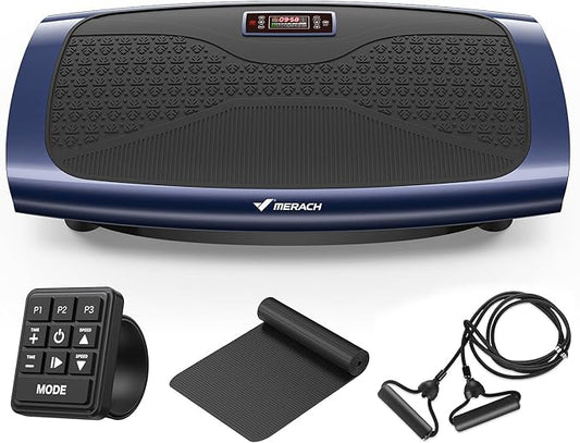 MERACH Vibration Plate Exercise Machine, 3D & 4D Vibration Plate with 2 Tension Ropes LED Display, Whole Body Vibration Platform for Women Men, Exercise Equipment for Home