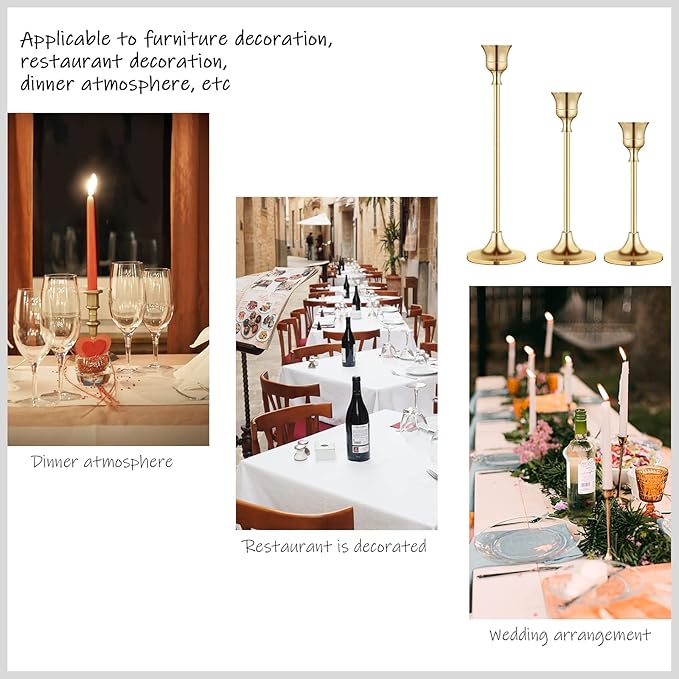 Candlestick Holders,Taper Candle Holder for Candlesticks Gold Brass Vintage Candle Stick Candle Holders Candelabra Candle Holder for Fireplace Party Dining Home