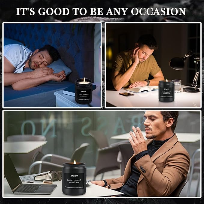 6 Pack Candles for Home Scented Aromatherapy Candles Gifts Set for Men, Men Candle Set, 42 oz 300 Hour Long Lasting Candles, Gifts for Mens, Birthday, Christmas, Anniversary Present