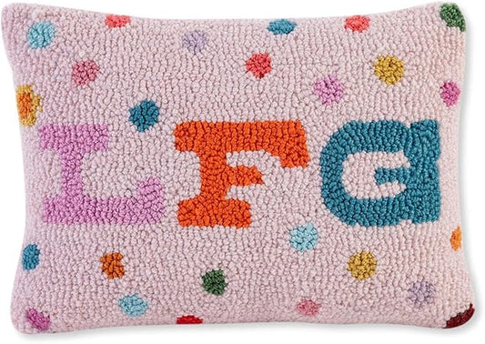 FURBISH Hook Decorative Throw Pillow - LFG - 9"x 12" - Small Embroidered Designer Pillow for Living Room, Couch, Sofa, Chair & Bed - Eclectic Home Decor