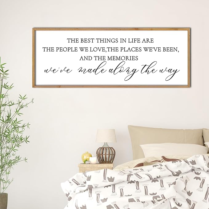 The Best Things in Life Wall Decor Sign 40 x 15 Inch Memories Inspirational Quotes Wood Framed Family Entryway Living Room Home Wall Art for Farmhouse Bedroom Room (Wood)