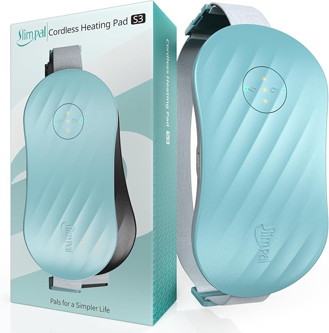 Slimpal Portable Heating Pad for Cramps, FSA HSA Eligible, Rechargeable Electric Heat Belt for Period Pain Relief, Menstrual Heated Pad Gifts for Women Her Girls Wife, Light Blue