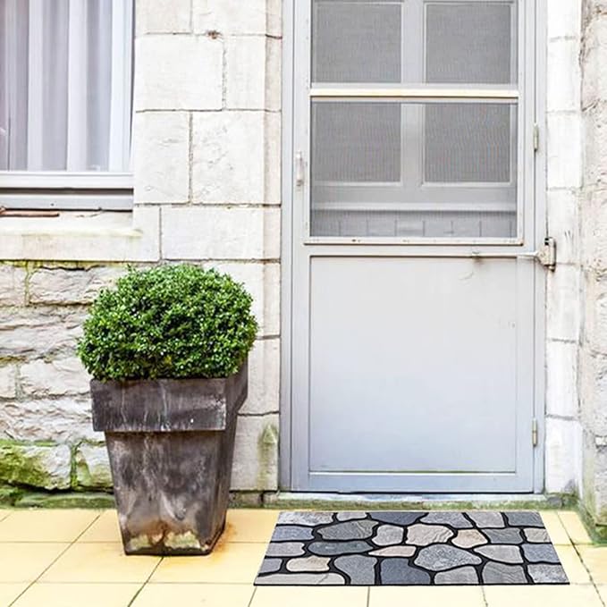 CHICHIC Welcome Door Mat 18X 30 Inch Front Doormat Outdoors for Home Entrance Outdoors Mat for Outside Entry Way Doormat Entry Rugs, Heavy Duty Non Slip Rubber Back Low Profile, Stone