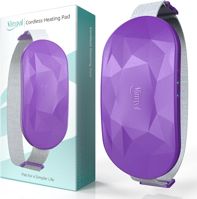 Slimpal Portable Heating Pad for Period Cramps, Electric Cordless Back Belly Waist Heating Pad for Menstrual Cramp Relief, Rechargeable Wearable Heat Belt Gifts for Her Women Girl Wife, Purple