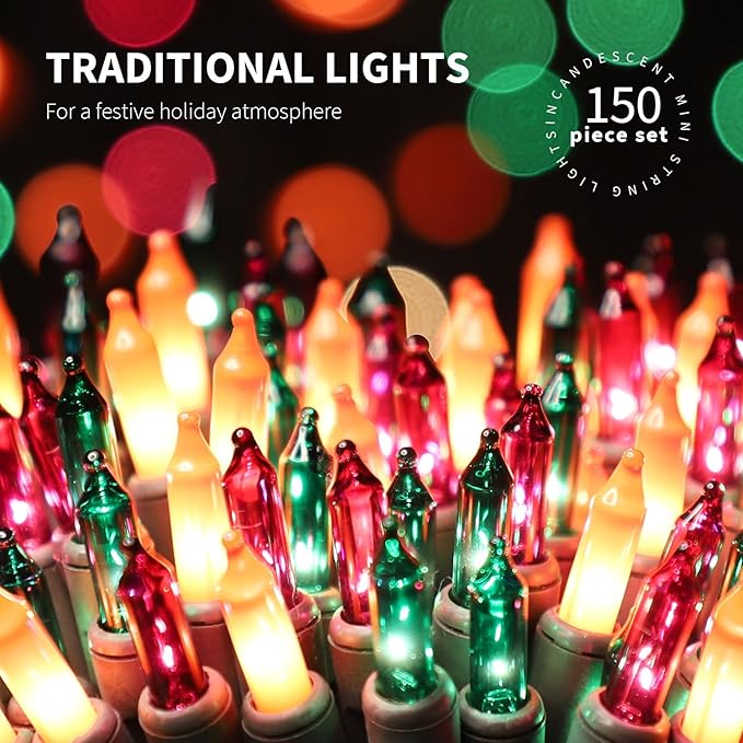 150LIGHTS Orange Purple and Green Extra-Bright with End Connectors Halloween Decorative Lights 9.72m UL Certified Mini String Light Set Waterproof for Halloween Home Garden Tree Party Patio