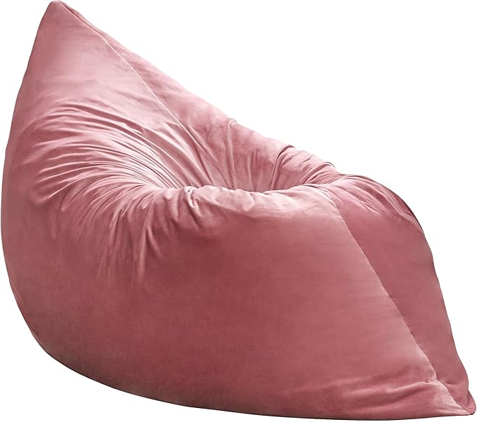 Hobestluk 3 in 1 Bean Bag Chair Giant Bean Bag Chairs for Adults with Velvet Cover Convertible Bean Bag Floor Cushion with Machine Washable Cover for Living Room (Velvet Pink)