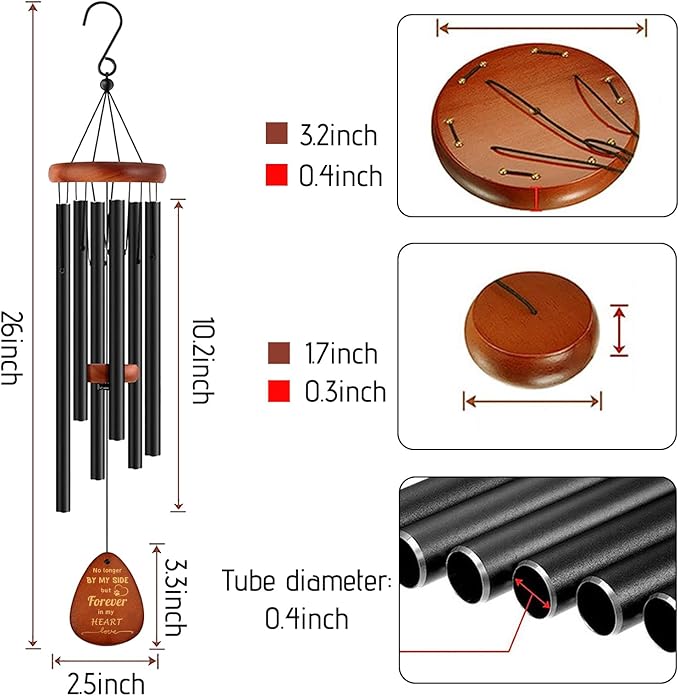 Pet Memorial Wind Chimes 26" - Dog Memorial Gifts for Loss of Dog, Dogs Remembrance Bereavement Gift, Pet Loss Sympathy Gifts (Design 4)