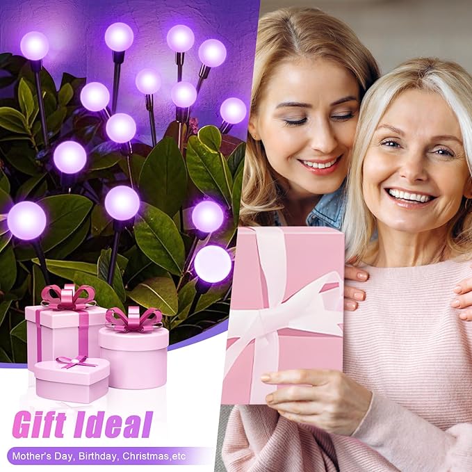 Solar Lights Outdoor Garden Purple – 36 LEDs Solar Firefly Lights, Purple Swaying Lights Outdoor Waterproof, 6 Pack 6 Heads Garden Decorative for Yard Patio Pathway Lawn Decorations