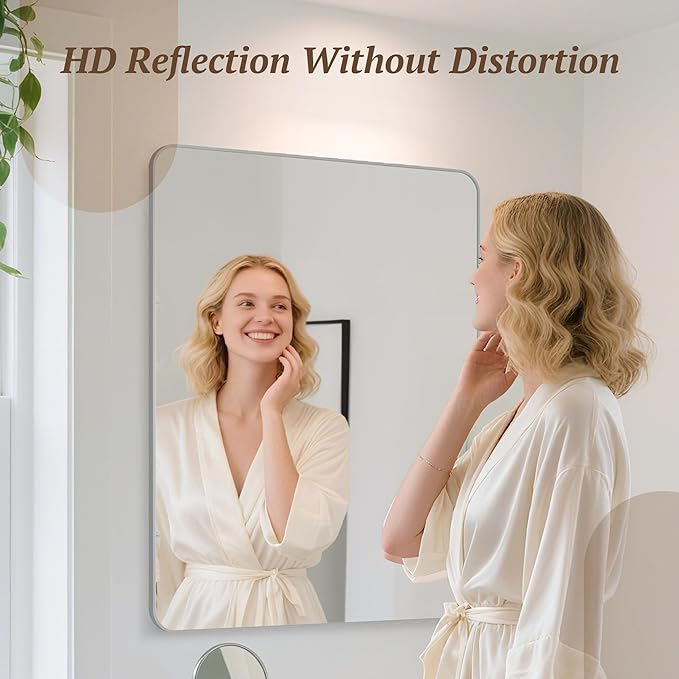 Bathroom Mirror 72" x 36", Large Rectangle Wall Mirror, Silver Metal Frame Wall Mounted Mirrors for Bathroom, Vanity, Bedroom, Entryway Decor(Horizontal/Vertical)