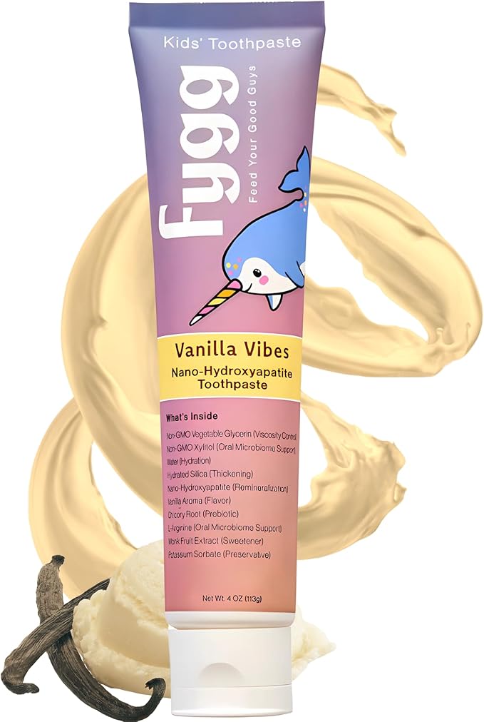 Nano Hydroxyapatite Toothpaste (Vanillia Vibes) | Vanilla Kids Tooth Paste with Prebiotics (4 Oz) | Natural & Fluoride-Free | Proprietary Enamel Remineralizing & Repair | Dentist Formulated