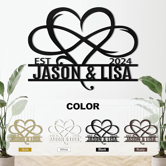 Metal Signs Customized, Infinity Heart Wall Decor, Custom Couple's Name Sign, Personalized Wedding Sign for Couples 2025, Unique Infinity Heart Metal Art, Valentines Day Gift, Home Decor Gift