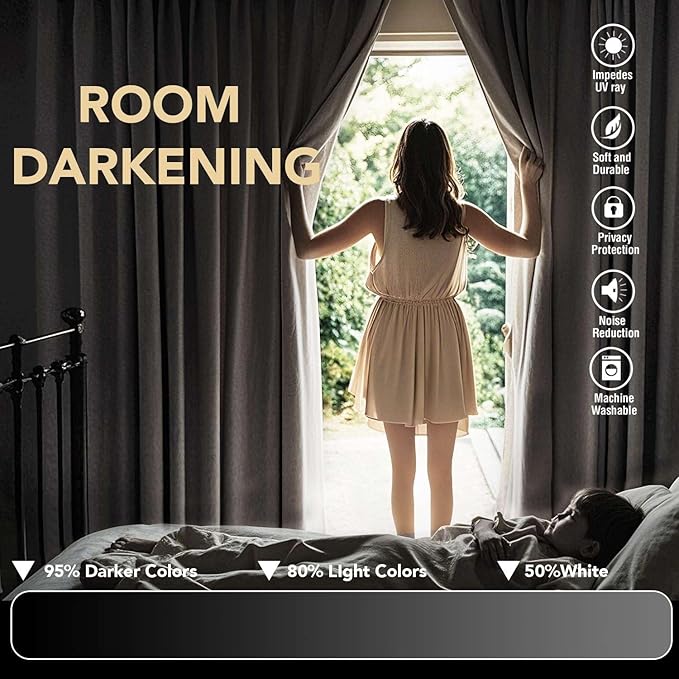 H.VERSAILTEX Room Darkening Curtains for Living Room Light Reducing Thermal Insulated Window Treatment Panels/Drapes Grommet Top 2 Panels (Pale Oak - 52 x 96 Inches)
